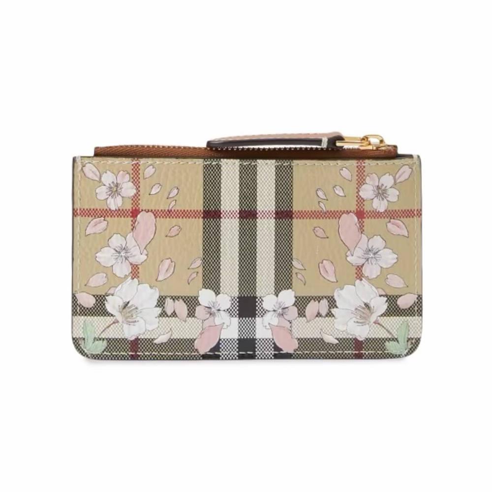 RARE Burberry Kelbrook Cherry Blossom Check Leather Coin Purse